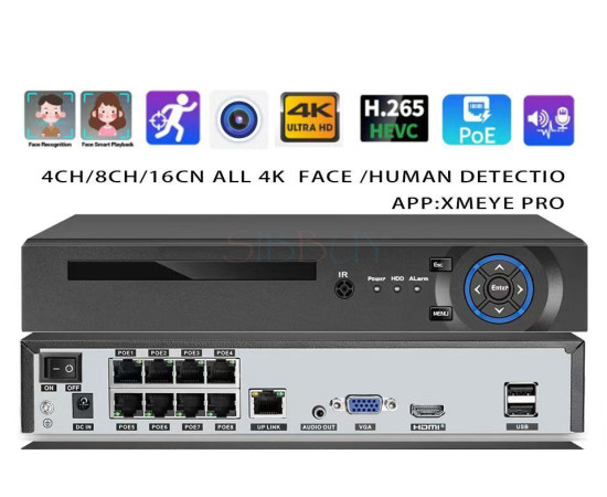 Купить недорого Цифровой (NVR) видеорегистратор 8 каналов c POE